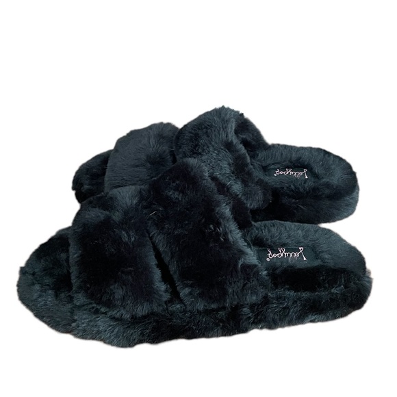 Jellypop double strap faux fur slippers - Picture 2 of 6
